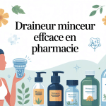 draineur minceur efficace en pharmacie illustration choix flacons silhouette plantes