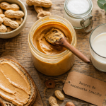 beurre de cacahuète healthy artisanal, pot ouvert et pain complet