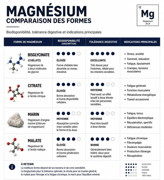 Comparatif des formes de magnésium pour soulager les crampes musculaires