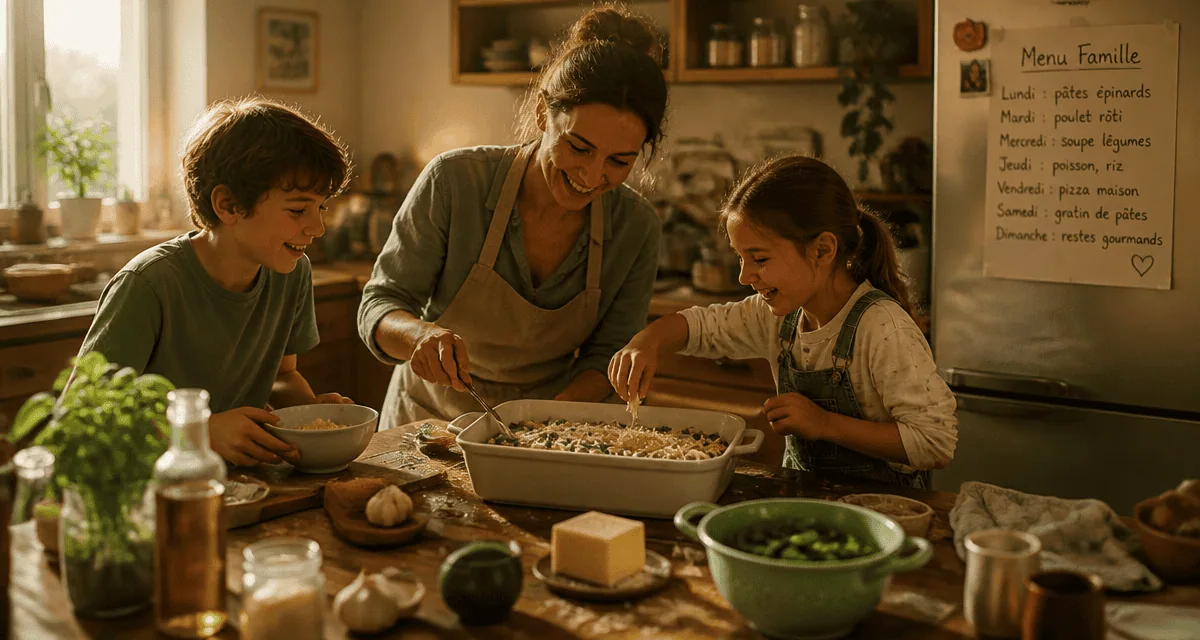 Menu famille semaine préparé en cuisine familiale