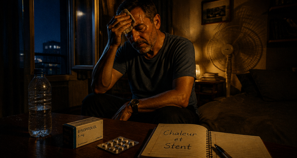 stent et chaleur homme essuie sueur