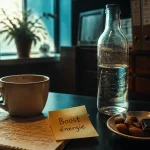 Comment avoir de l energie rapidement : boost naturel en 20 minutes, bureau avec eau et chocolat noir