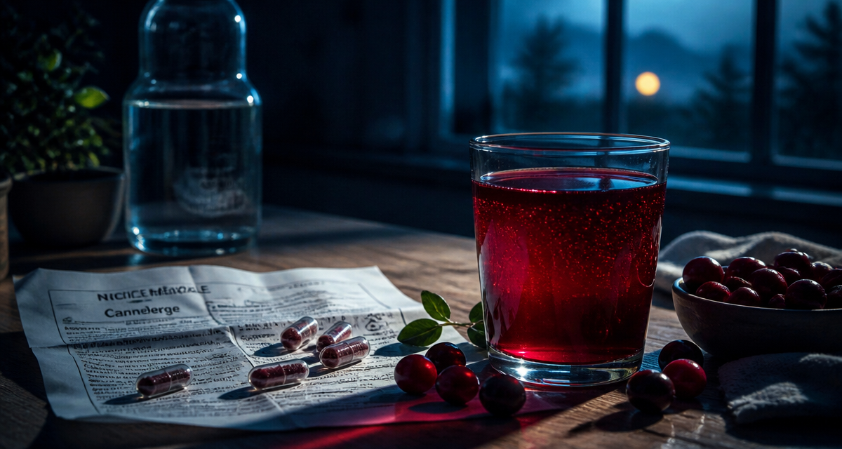 Jus de cranberry infection urinaire sur table