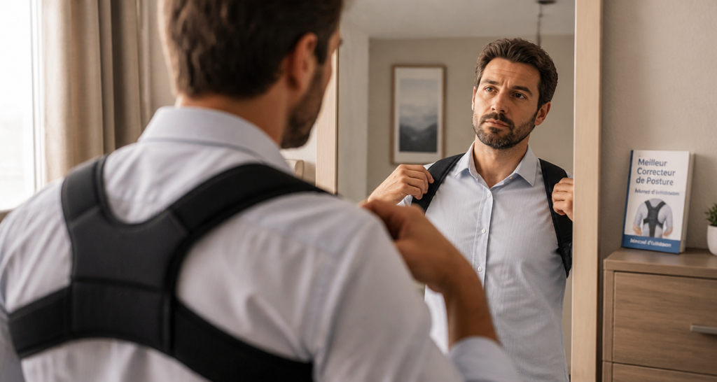 meilleur correcteur de posture homme adulte ajustant
