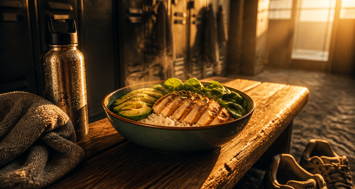 que manger apres le sport bol repas poulet riz avocat
