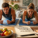 ventre plat et abdos exercice planche et aliments sains