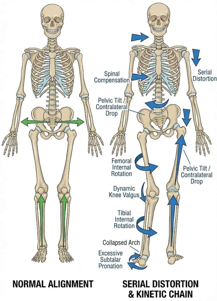 השרשרת הקינטית והשפעת כף הרגל על הברך והגב