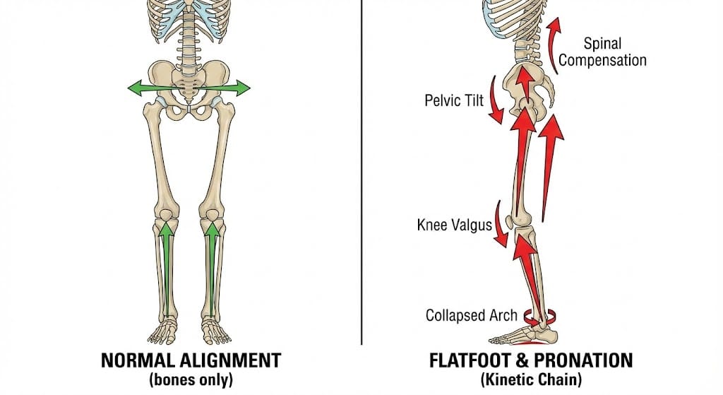 השפעת מדרסים על השרשרת הקינטית ,השפעת מדרסים על אבי גב , השפעת מדרסים על כאבי ברכיים