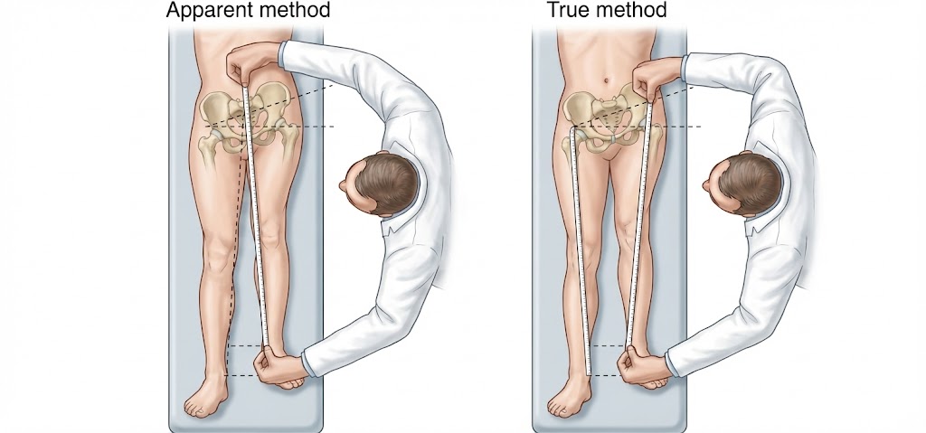 הבדל אורך רגליים- בדיקה  בשכיבה של אורך הרגליים