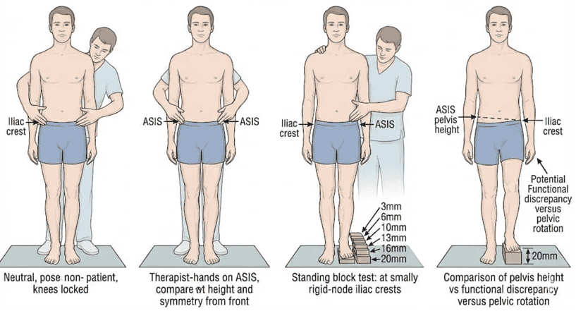 בדיקת הבדל גובה רגליים על ידי מדידת אסיסים \ איליאק קרסטים