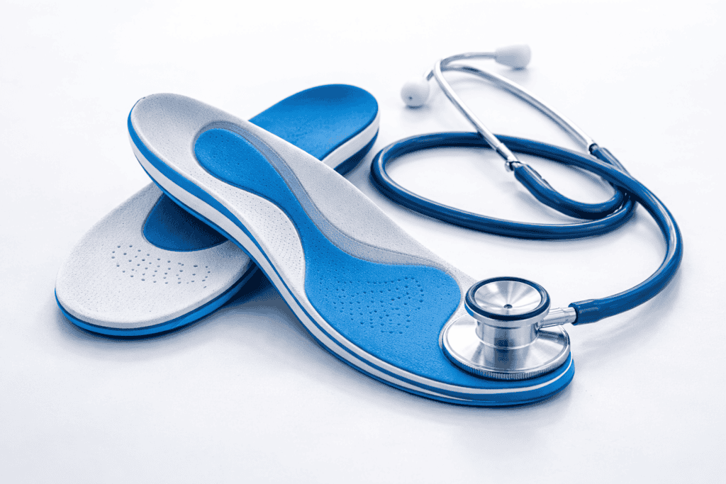 מדרסים רפואיים מדרסים אורתופדיים, מודגם על ידי מדרסים ומעליהם סטטוסקופ