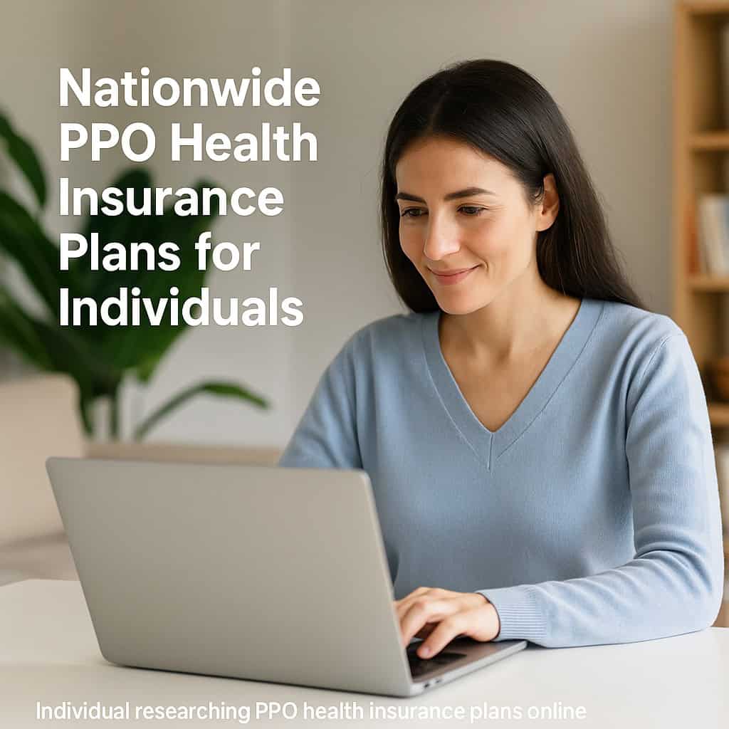 Individual researching PPO health insurance plans online