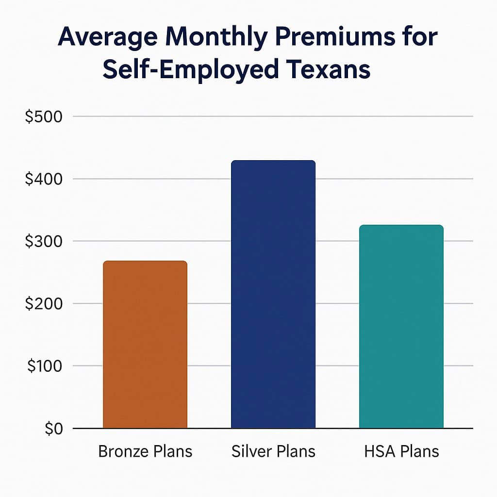 Bar chart comparing Bronze, Silver, and HSA plan costs in Texas