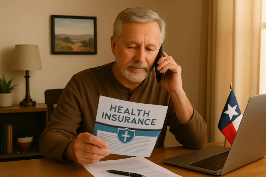 Retiree in Texas on phone with licensed broker reviewing PPO plans