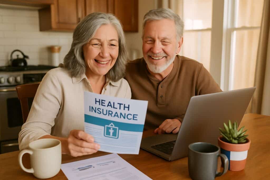 Retired couple in Texas reviewing PPO health insurance plan options