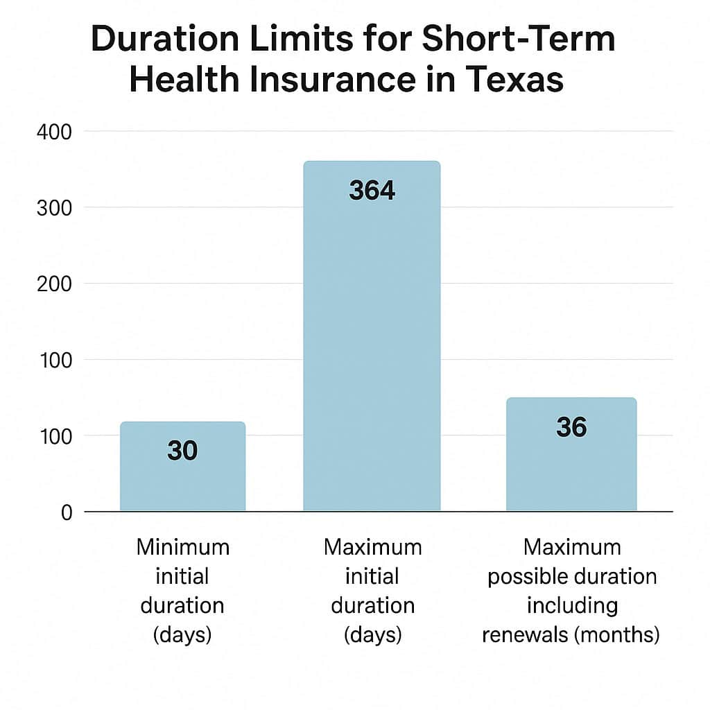Bar chart showing duration limits for short-term health insurance in Texas