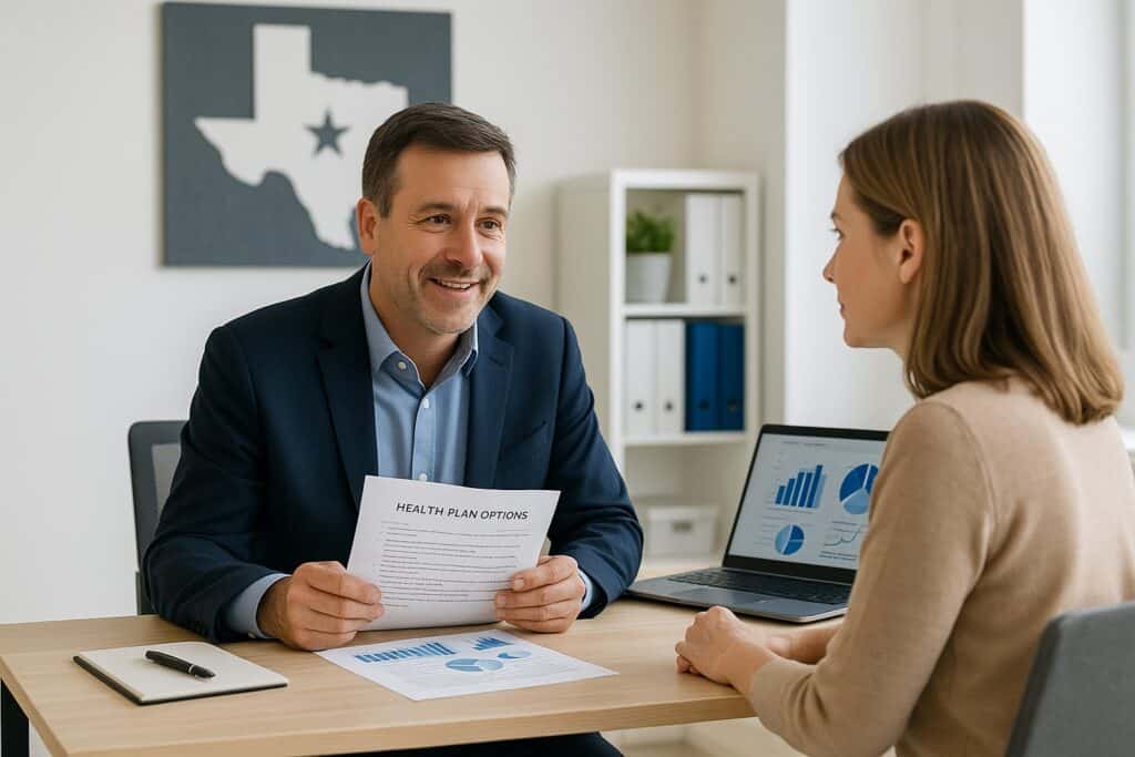 A licensed Texas insurance broker assisting a client.