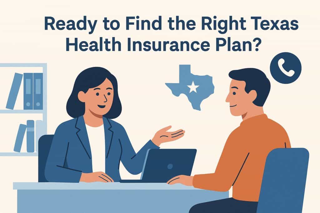 Texan reviewing health insurance quote options with help from agent