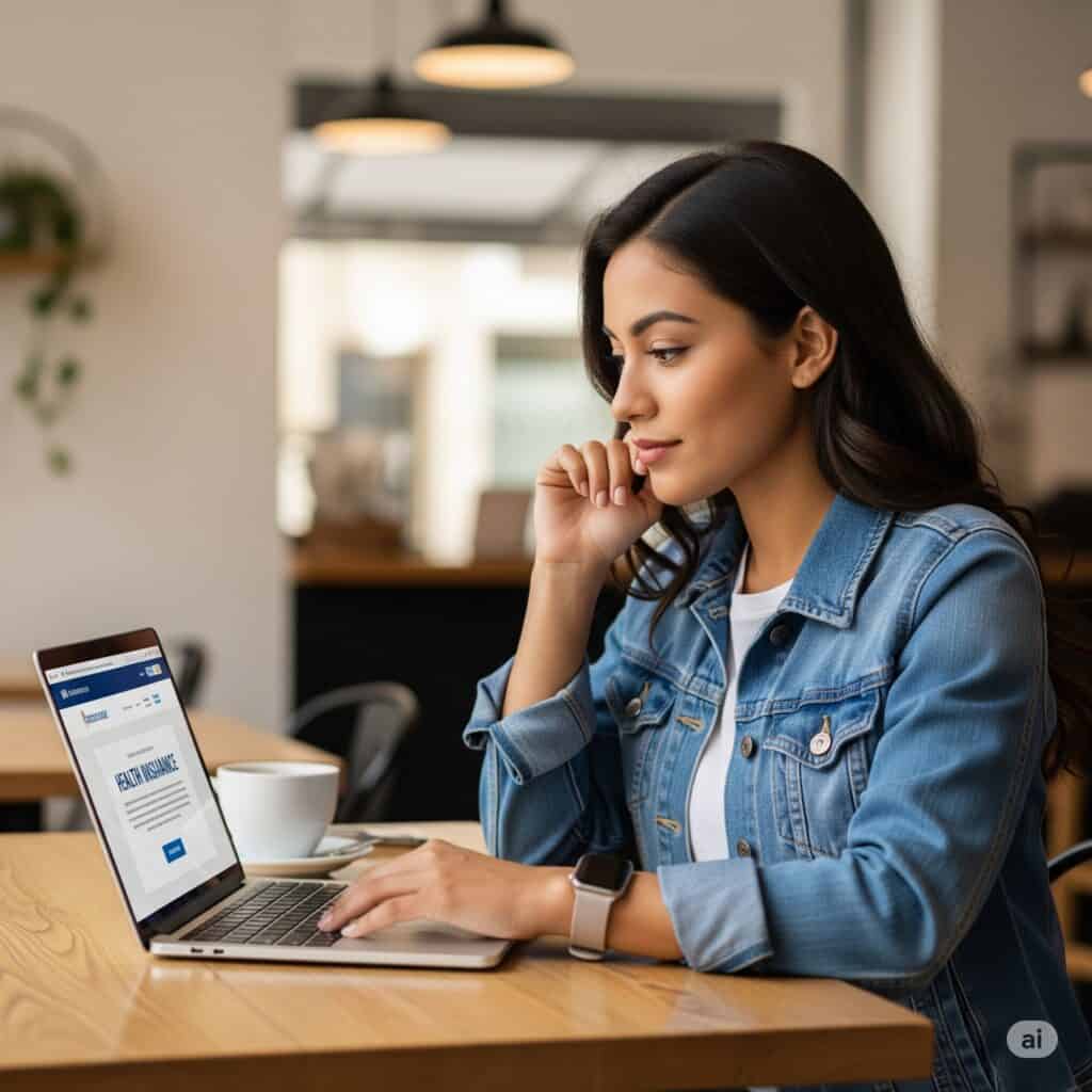Young Texan reviewing health insurance plans online