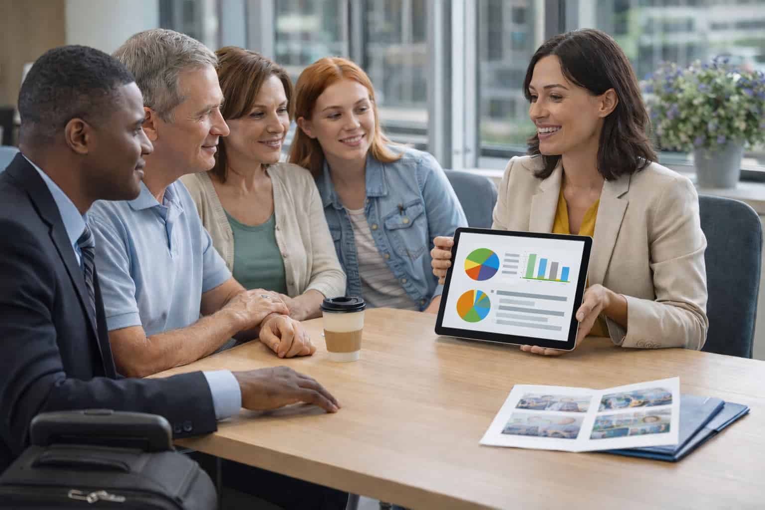 Diverse Illinois professionals and families reviewing PPO plan benefits with insurance consultant showing scenarios where PPO flexibility provides optimal healthcare value