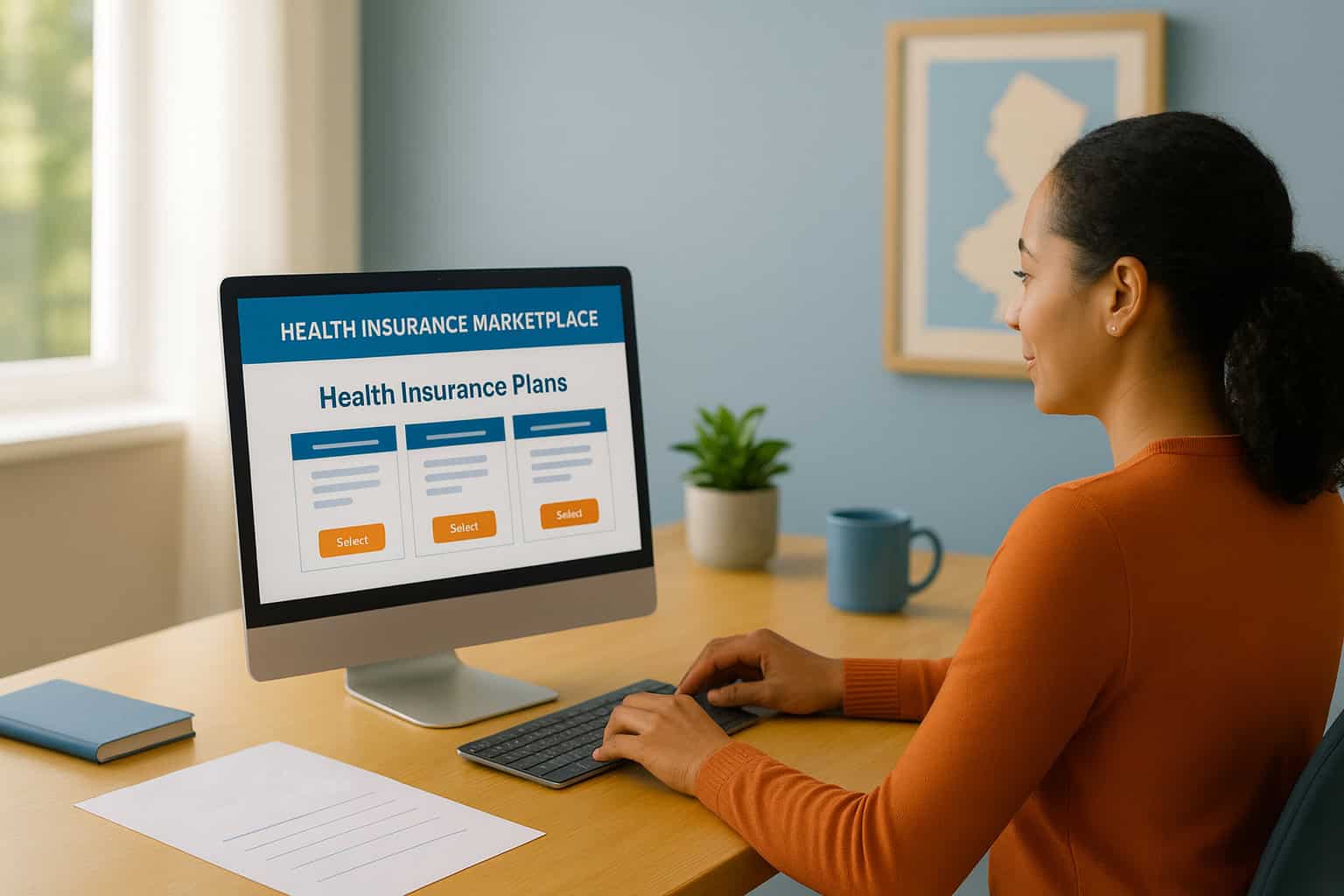 New Jersey residents navigating the health insurance marketplace enrollment process with professional guidance