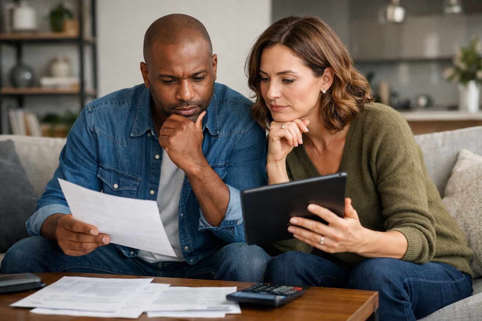 Couple comparing Pennsylvania health insurance plan costs and options