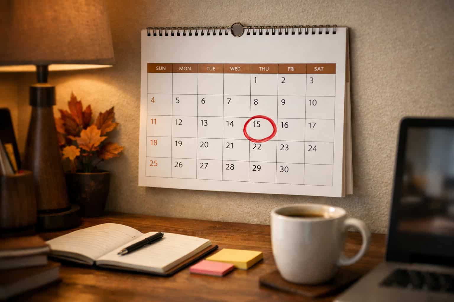  Calendar showing health insurance enrollment period