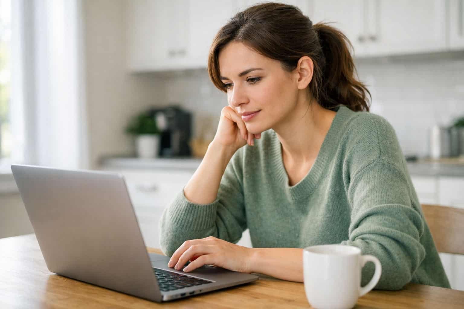 Person researching health insurance options on laptop
