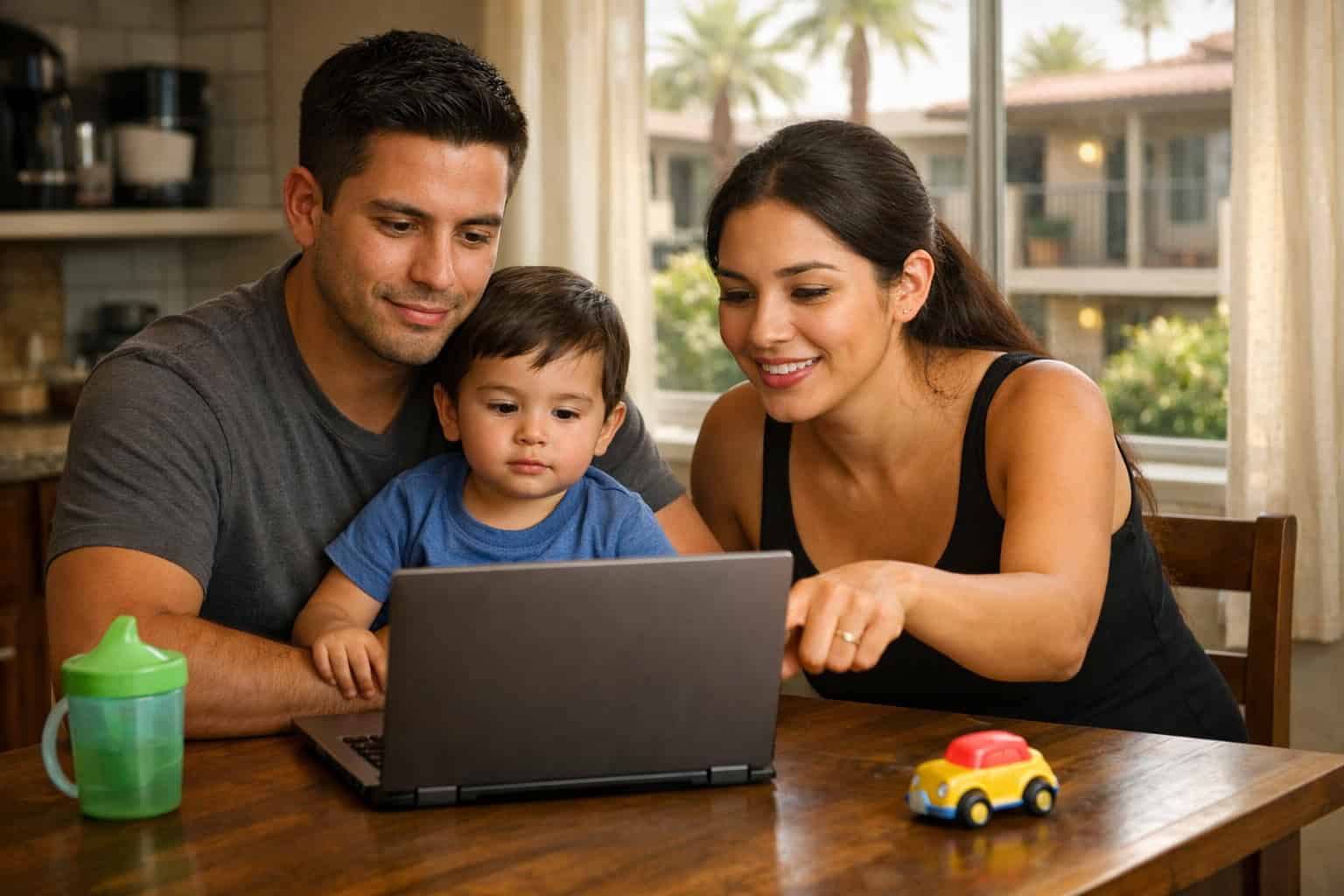 Arizona family reviewing affordable health insurance options together