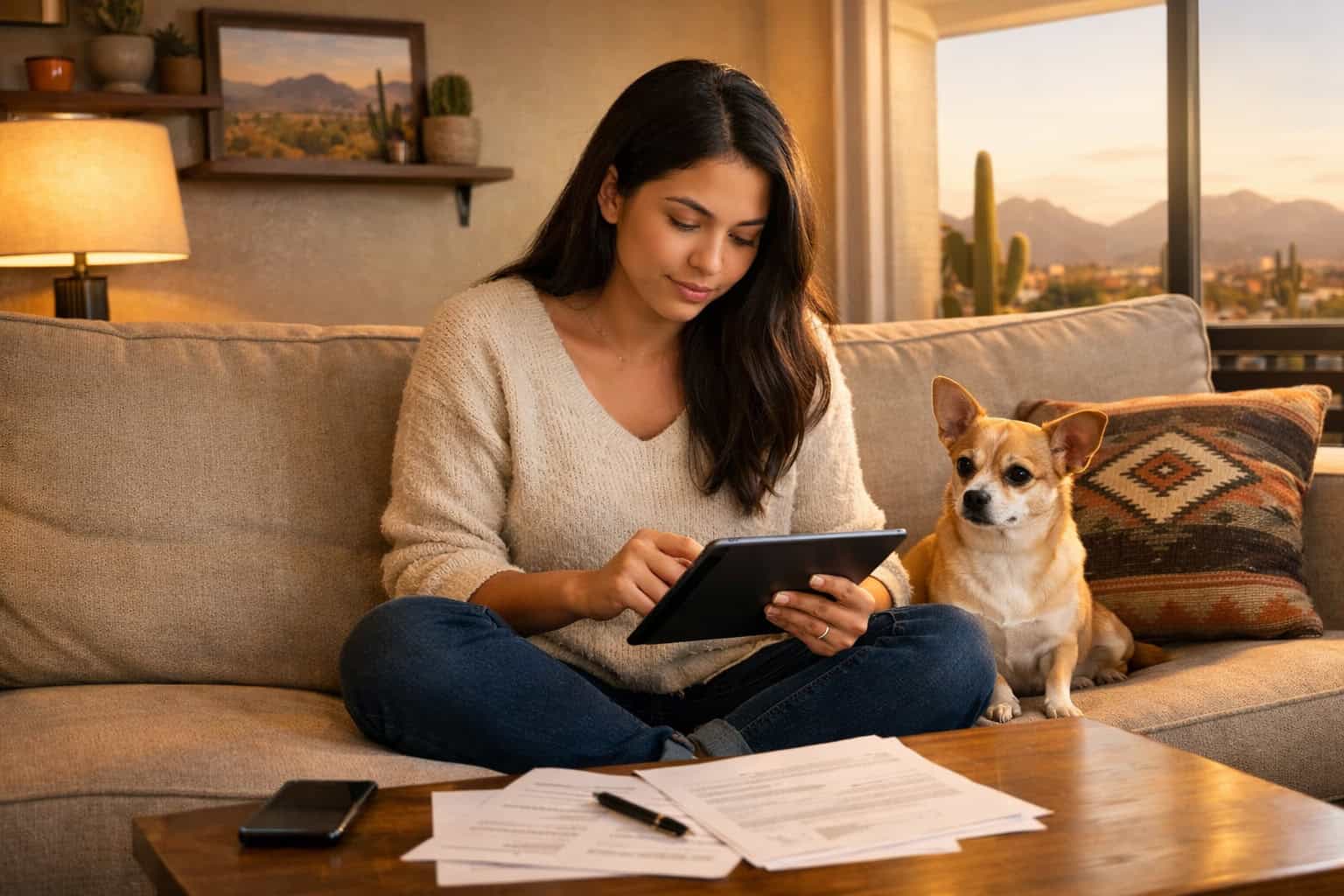 Arizona resident enrolling in individual health insurance plan on tablet