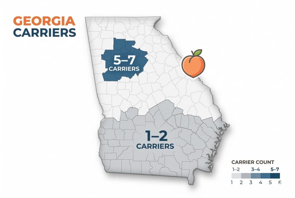 Georgia carrier availability by region — metro Atlanta vs. rural South Georgia