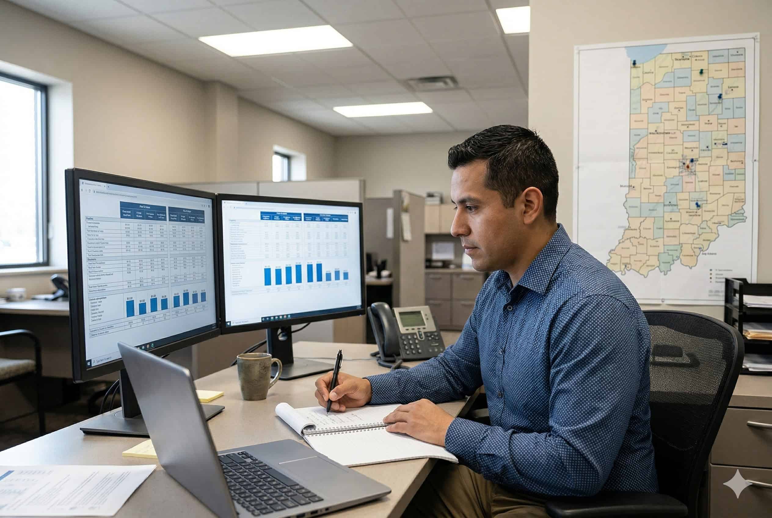 Licensed health insurance agent in Fort Wayne, Indiana comparing 2026 marketplace and off-exchange plans for an Indiana client