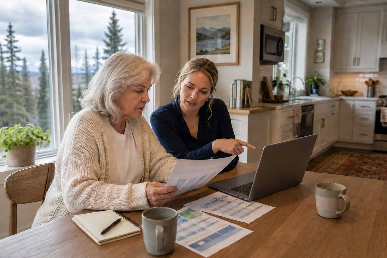 Alaska family comparing best health insurance plan options at a kitchen table in Anchorage