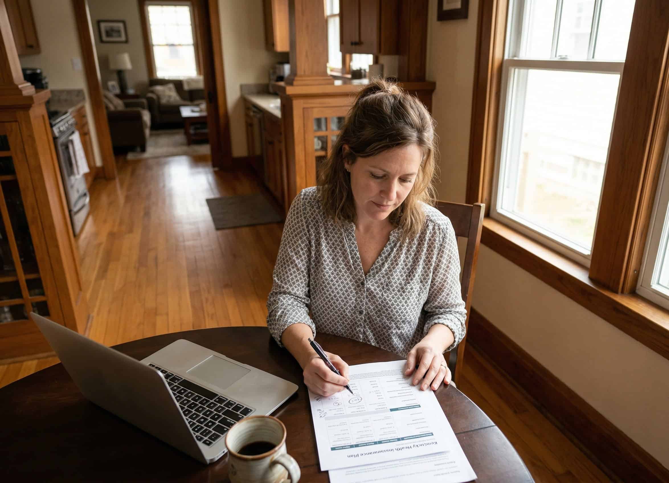 Kentucky resident reviewing 2026 health insurance options in Louisville — kynect marketplace and off-exchange plans.
