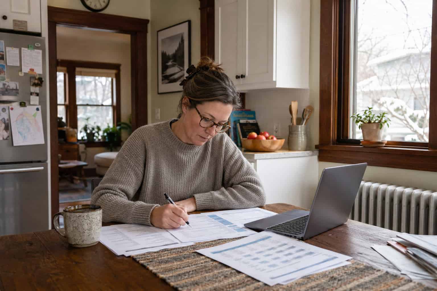 St. Paul resident reviewing 2026 Minnesota health insurance plan options on MNsure at her kitchen table