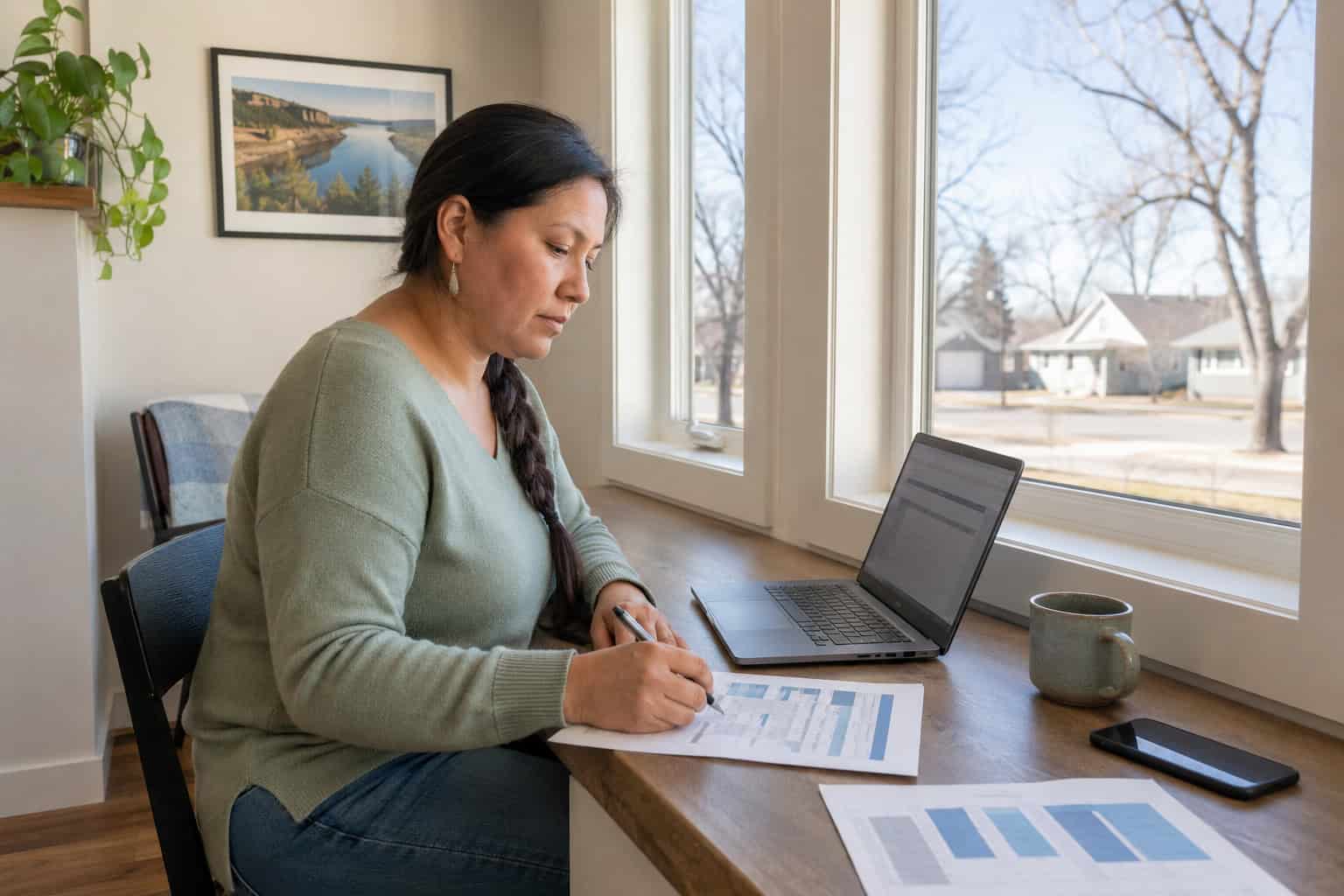 North Dakotan enrolling in a 2026 HealthCare.gov marketplace plan from a Bismarck living room