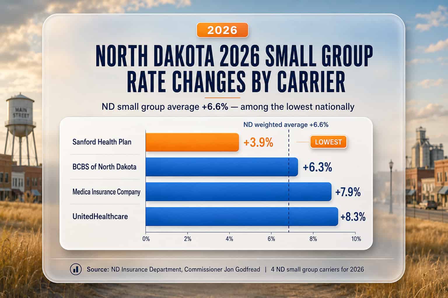 North Dakota 2026 small group health insurance rate changes by carrier