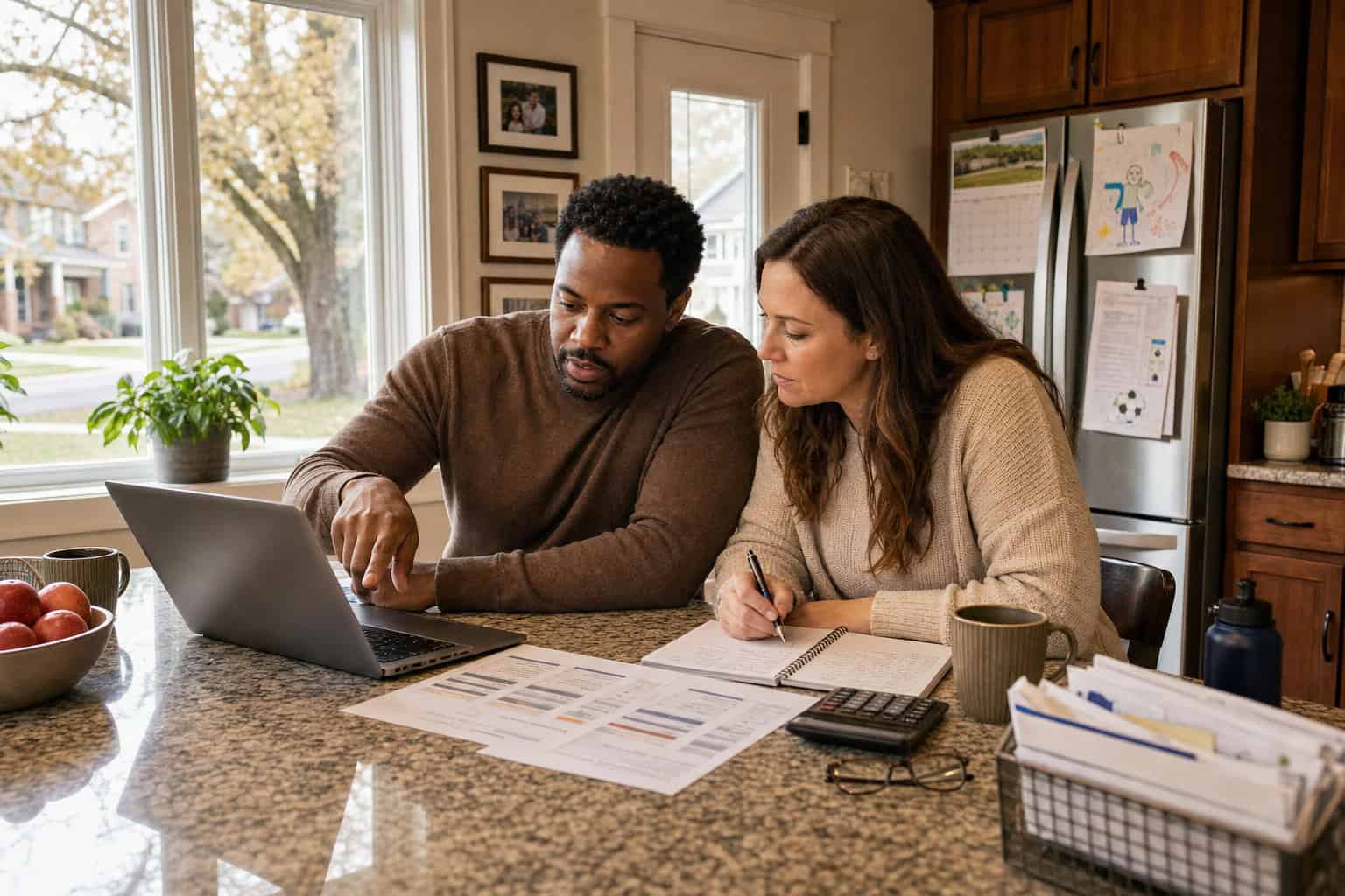 Columbus Ohio family reviewing 2026 health insurance options at the kitchen table after enhanced subsidies expired