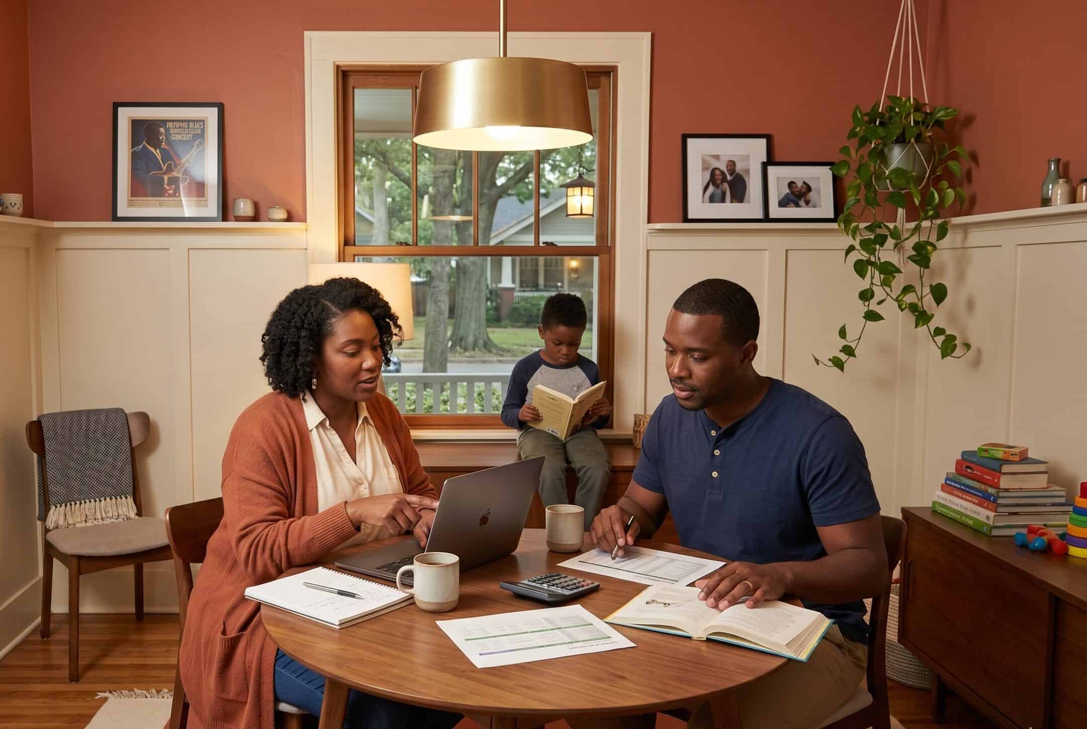 Memphis Tennessee family at dining table reviewing 2026 health insurance budget after the 37.5 percent rate increase