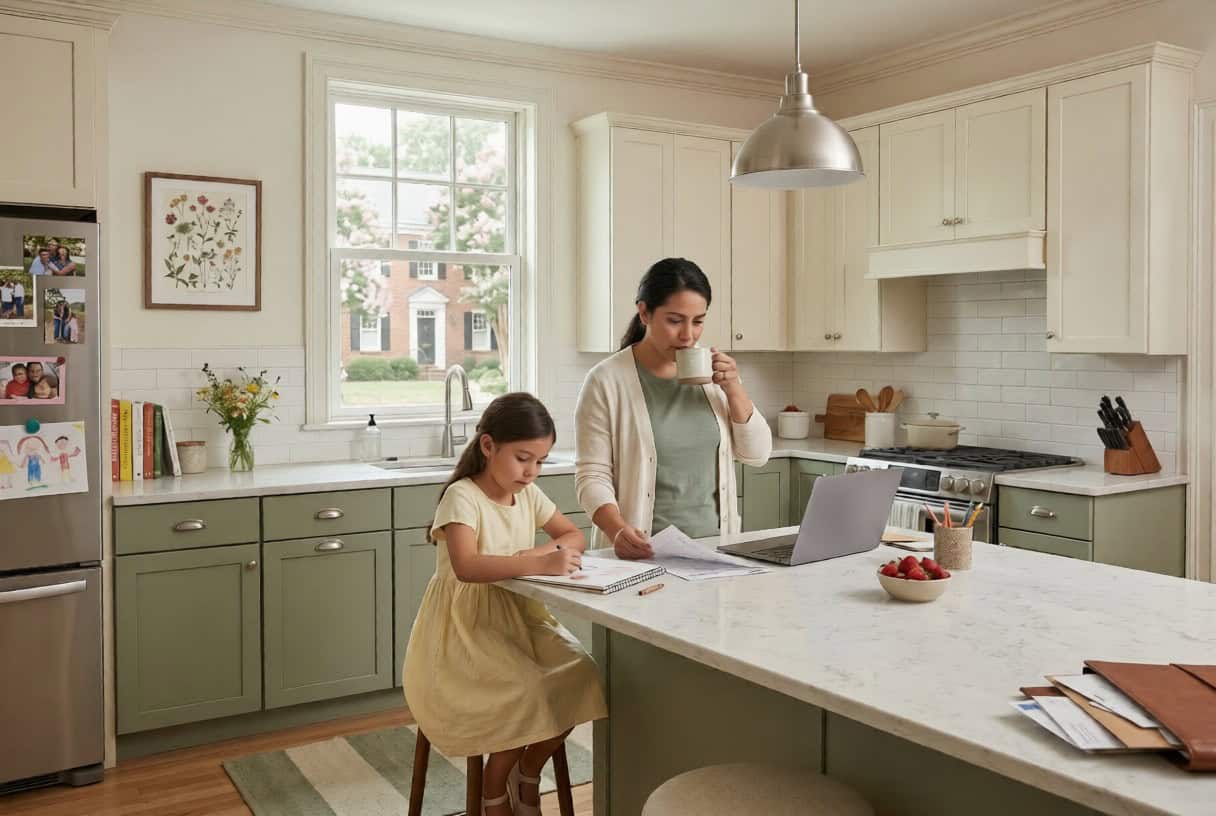 Richmond Virginia mother and daughter reviewing health insurance subsidy options at a kitchen island
