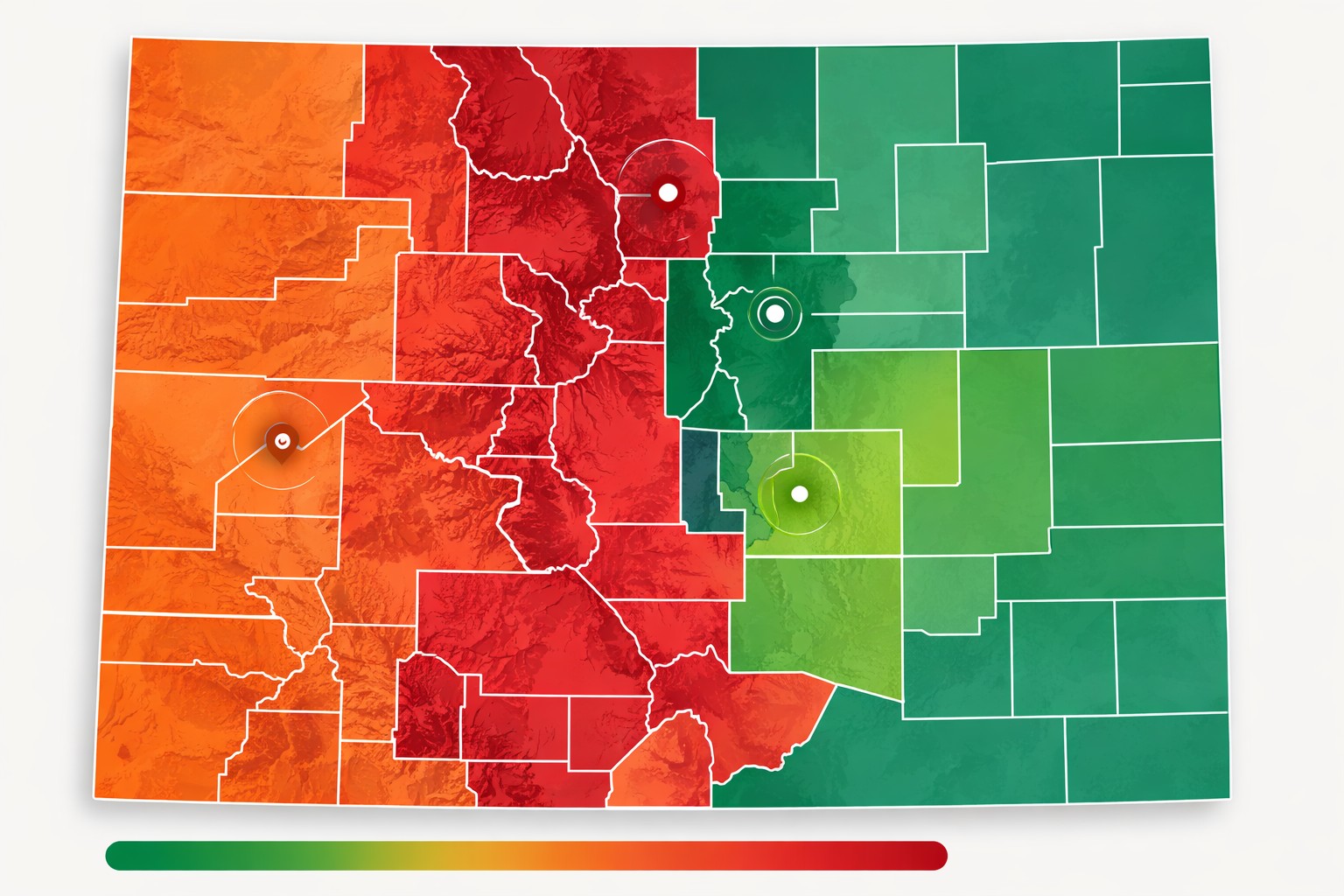 Colorado map showing average monthly Silver plan premiums by pricing region for 2026 — Front Range versus Western Slope and mountain resort areas