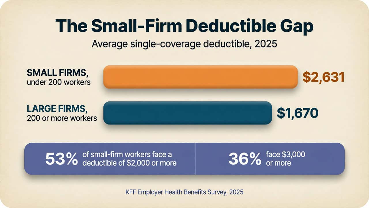 Chart showing small and large firm deductible gaps in 2025.