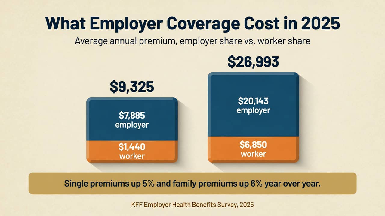 Graph showing employer and worker health insurance costs in 2025.