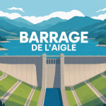 vue aerienne barrage de l aigle lac massif central