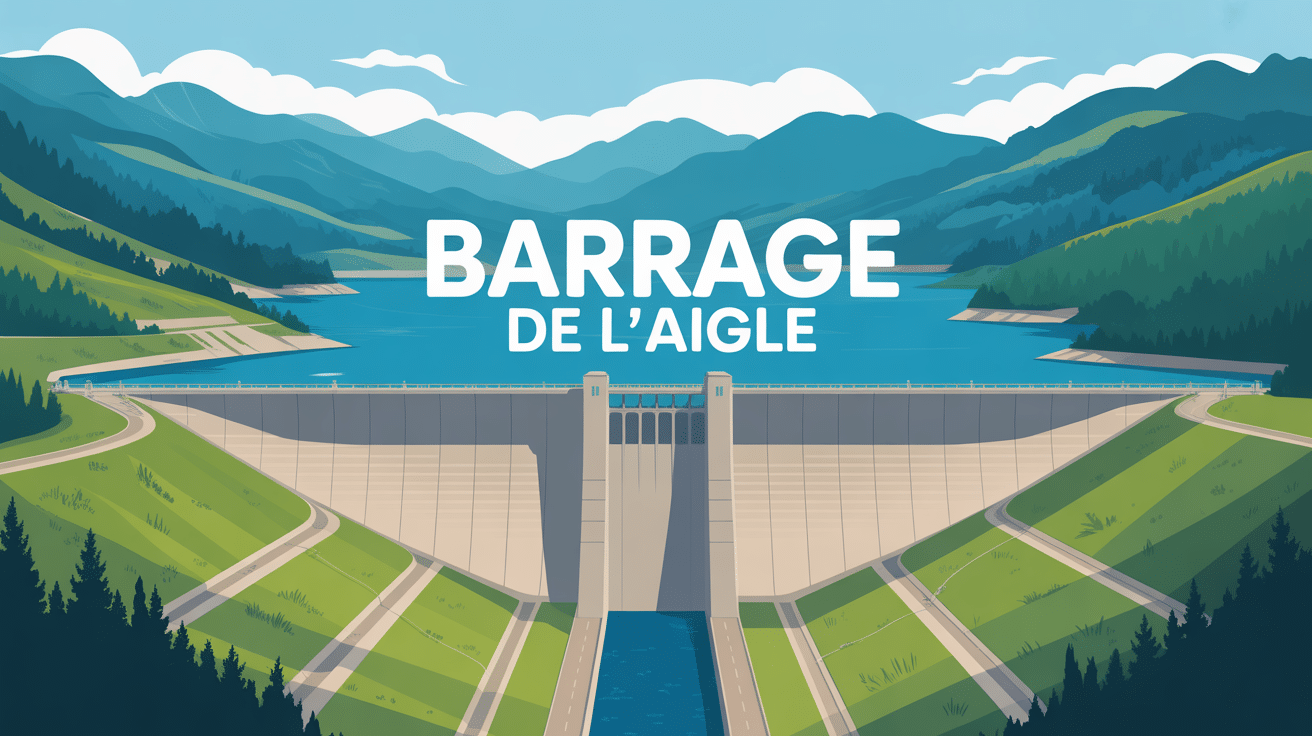 vue aerienne barrage de l aigle lac massif central