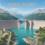 Vue panoramique du barrage de l'Aigle en Corrèze