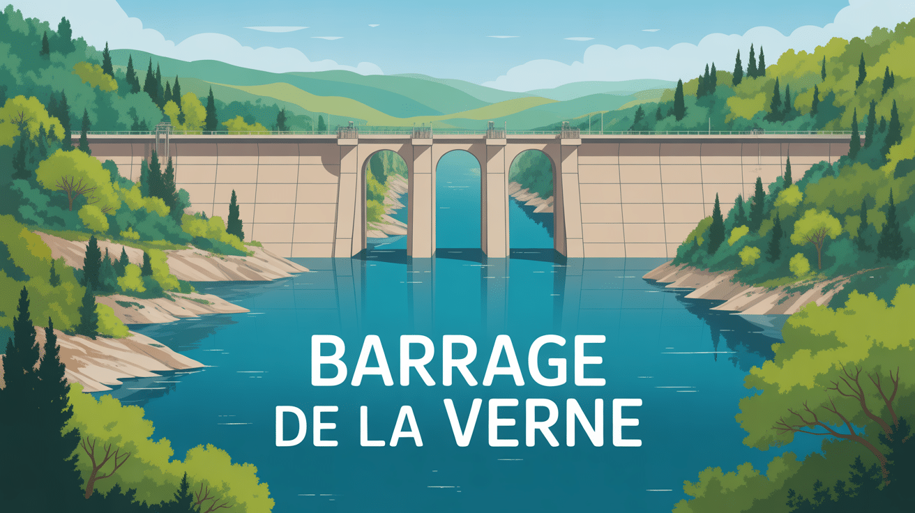 Vue panoramique du barrage de la Verne dans la forêt méditerranéenne