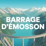 vue aerienne barrage d'emosson lac turquoise alpes
