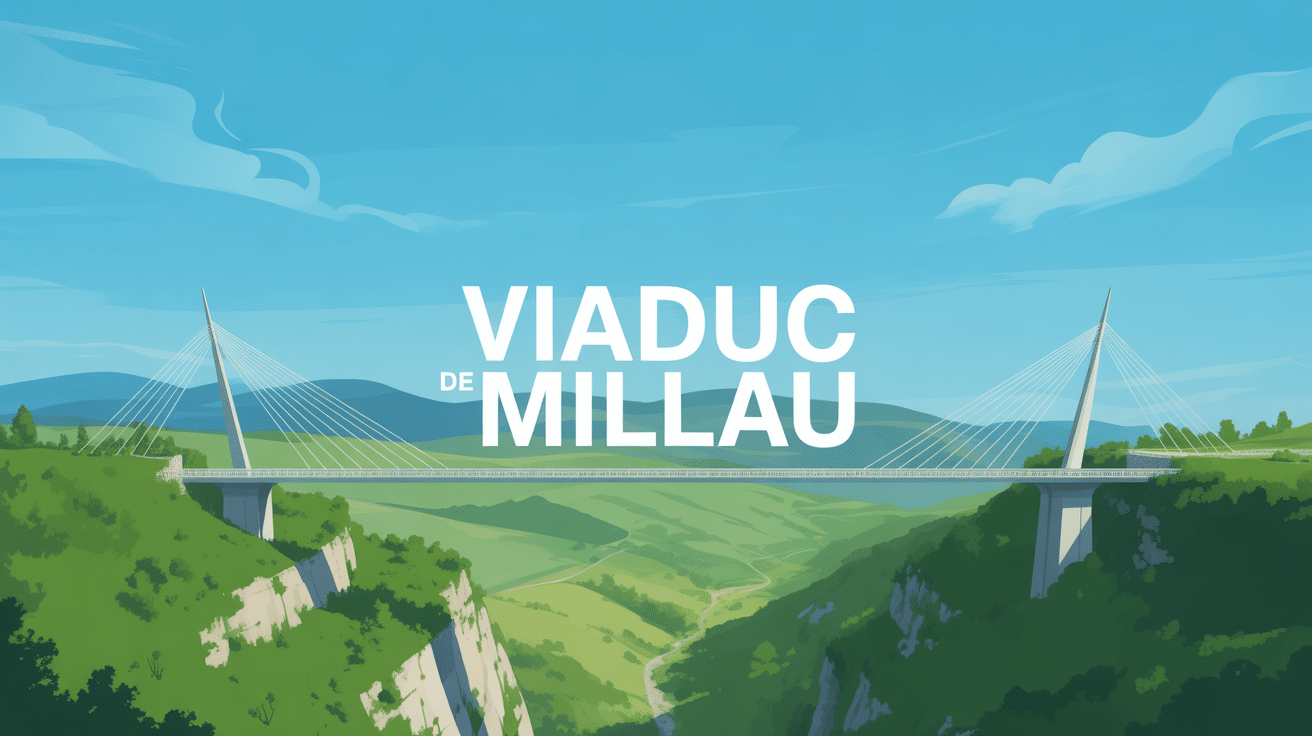 Vue panoramique illustrant la hauteur du viaduc de Millau