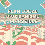 Plan local d'urbanisme Marseille vue aérienne stylisée